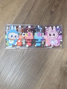 Cute Doll Mini Lasting Lip Gloss Set - Pink, Blue, Orange